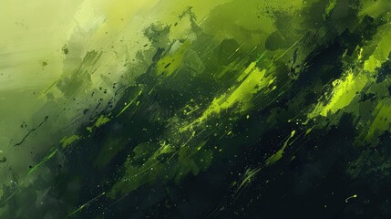 Abstract green and yellow paint strokes