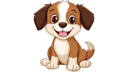 Obraz premium Cute cartoon puppy with a joyful expression and brown and white fur