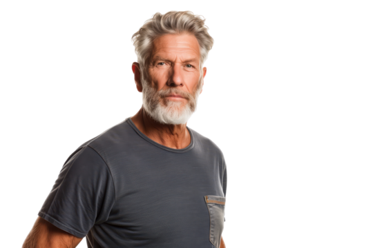 Mature Man with Beard and Serious Expression