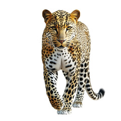 Obraz premium Walking leopard in realistic detail on transparent background