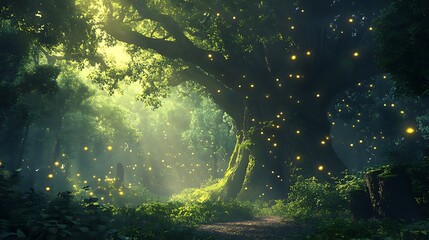 Obraz premium Ancient Trees in a Magical Forest