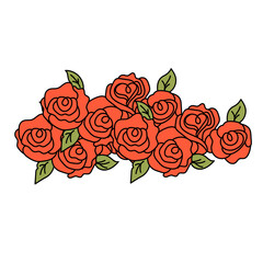 Retro Valentine Rose Retro Roses group decorative doodle outline