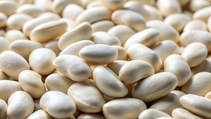 Macro Photography: Large White Lima Beans, Close-Up View, Healthy Food