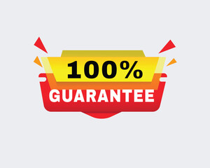 100 percent guarantee - banner speech for business concept, vector label template. Design element on white background.
