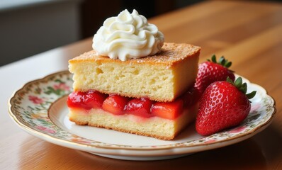 Delicious strawberry shortcake slice