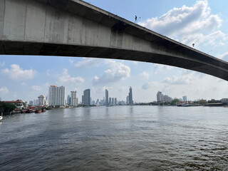 Road over the chao phraya river in Bangkok
