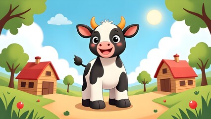 Fototapeta premium The happy farm life of cute cows