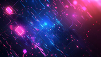 Fototapeta premium Dive into a futuristic dimension where vibrant colors and digital patterns intertwine, creating a mesmerizing techno landscape of exploration.