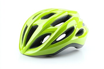 Ultra Hd Visual of Green Bike Helmet Isolated on White