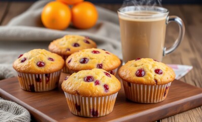 Delicious muffins with coffee