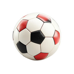 Fototapeta premium Classic black, white, and red soccer ball on transparent background