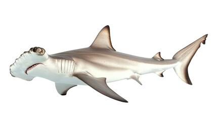 Obraz premium Hammerhead shark model displayed against a white background showcasing its unique shape and detailed features