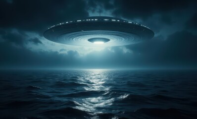 Mysterious UFO hovering over ocean