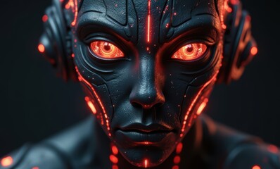Futuristic robot with glowing eyes