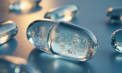 Transparent capsules with bubbles