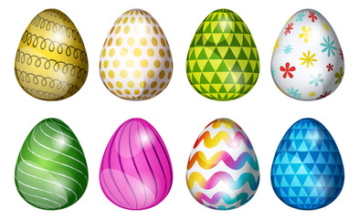 Abstract Colorful Magical Easter Eggs Collection with Various Designs. Festive Decorative Eggs Detailed Art
