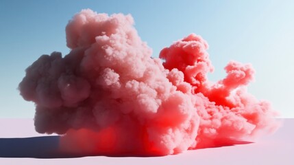 Fototapeta premium Pink fluffy cloud, soft texture, vibrant color, isolated against white background, whimsical and dreamlike atmosphere, perfect for creative projects