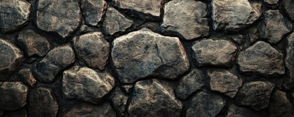 Classic grey stone wall with enhanced texture and highlights.