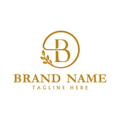 Initial Letter B leaf circle Logo, usable for Business and Branding Logos. Flat Vector Logo Design Template Element.