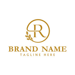 Initial Letter R leaf circle Logo, usable for Business and Branding Logos. Flat Vector Logo Design Template Element.