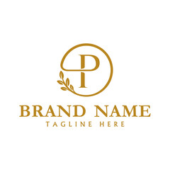 Initial Letter P leaf circle Logo, usable for Business and Branding Logos. Flat Vector Logo Design Template Element.