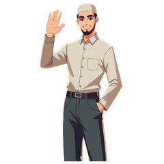 vector muslim say hello