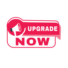 Upgrade now banner element or badge icon template red. Vector sign design modern.