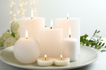 Beautiful composition with candles on the table