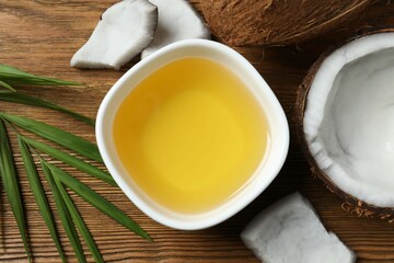 Bowl of coconut oil on table