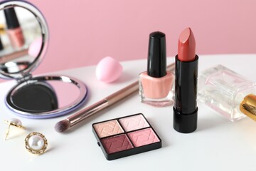 Decorative cosmetics on the table 