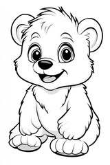 Obraz premium Cute cartoon polar bear illustration children's art white background playful style