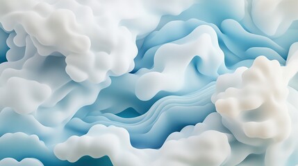 Abstract Blue and White Ink Swirls