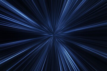 Abstract blue light streaks converging at center.