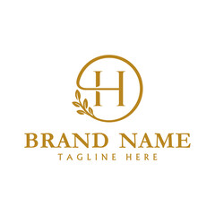 Initial Letter H leaf circle Logo, usable for Business and Branding Logos. Flat Vector Logo Design Template Element.