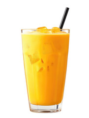 Iced thai tea splash on transparent background