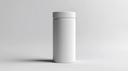 White cylindrical container mockup, studio shot, plain background, product packaging