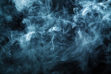 Obraz premium Abstract blue smoke swirls on black background. (3)