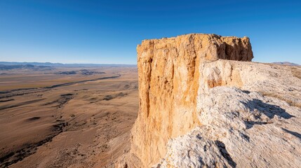 Desert clifftop vista, expansive landscape view, sunny day, travel photography