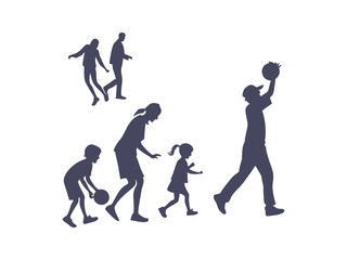Collection of Group People All Ages Activities. Collection of Silhouettes of People of All Ages � Various Activities and Daily Life Poses