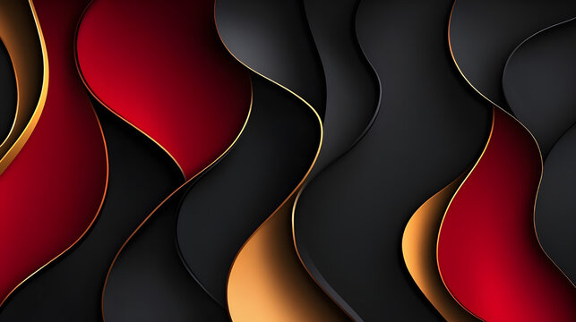 black, ruby red, and metallic gold color waves