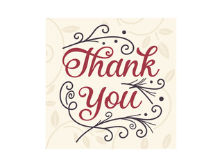 Words thank you typography lettering decorative template. Thank you typography lettering with decorative template, elegant thank you design