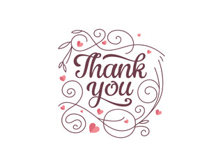 Words thank you typography lettering decorative template