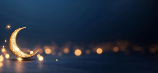 Crescent Moon, Night Lights, Dark Background