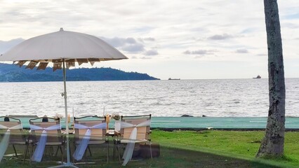 Elegant minimalist design by the beach for pre-wedding or birthday events