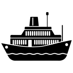 Obraz premium Ferry Silhouette Vector Icon White Background.