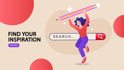 Searching for information concept. Modern technologies. Web design, data analyst. A metaphor for finding solutions for business. Vector outline flat illustration.