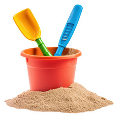 Colorful bucket and spade for beach play , Summer element, isolated on transparent background