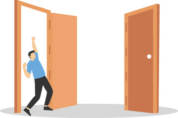 Fototapeta premium Business career opportunity with open door. Symbol of success, ambition, motivation.