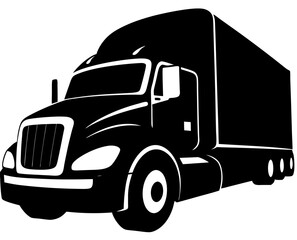 Detailed vector art of a semi-trailer truck with a streamlined design and a spacious cargo area.