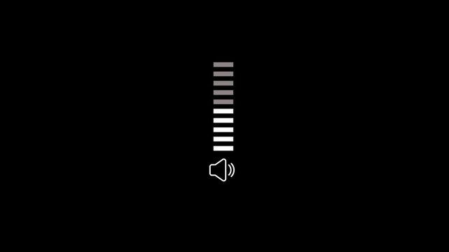 Speaker volume down and up, voice and soundtrack animation Isolated on Black Background